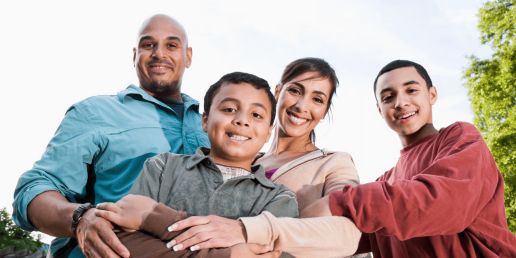 Family embracing