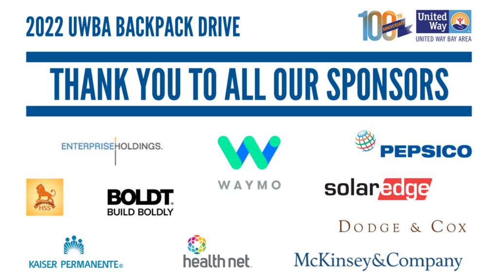 United Way Bay Area Backpack Sponsors