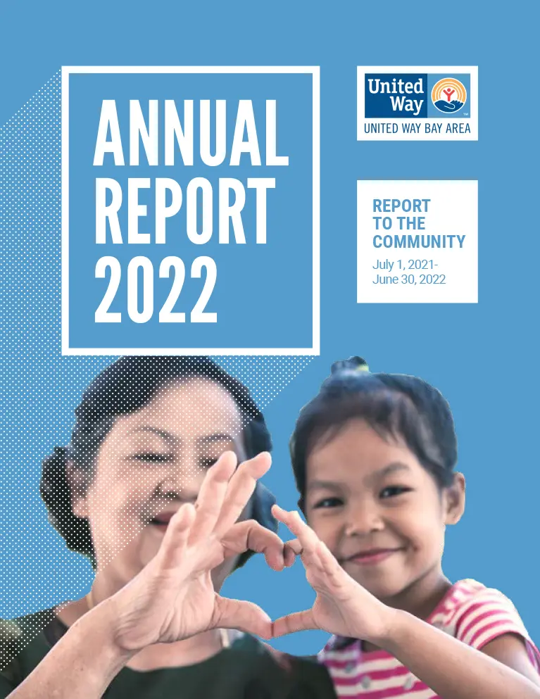 The cover of a report that states 'Annual Report 2022' with an older and younger female presenting individual with their hands together in the shape of a heart.