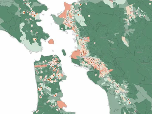 A map of the Bay Area showing customer success.