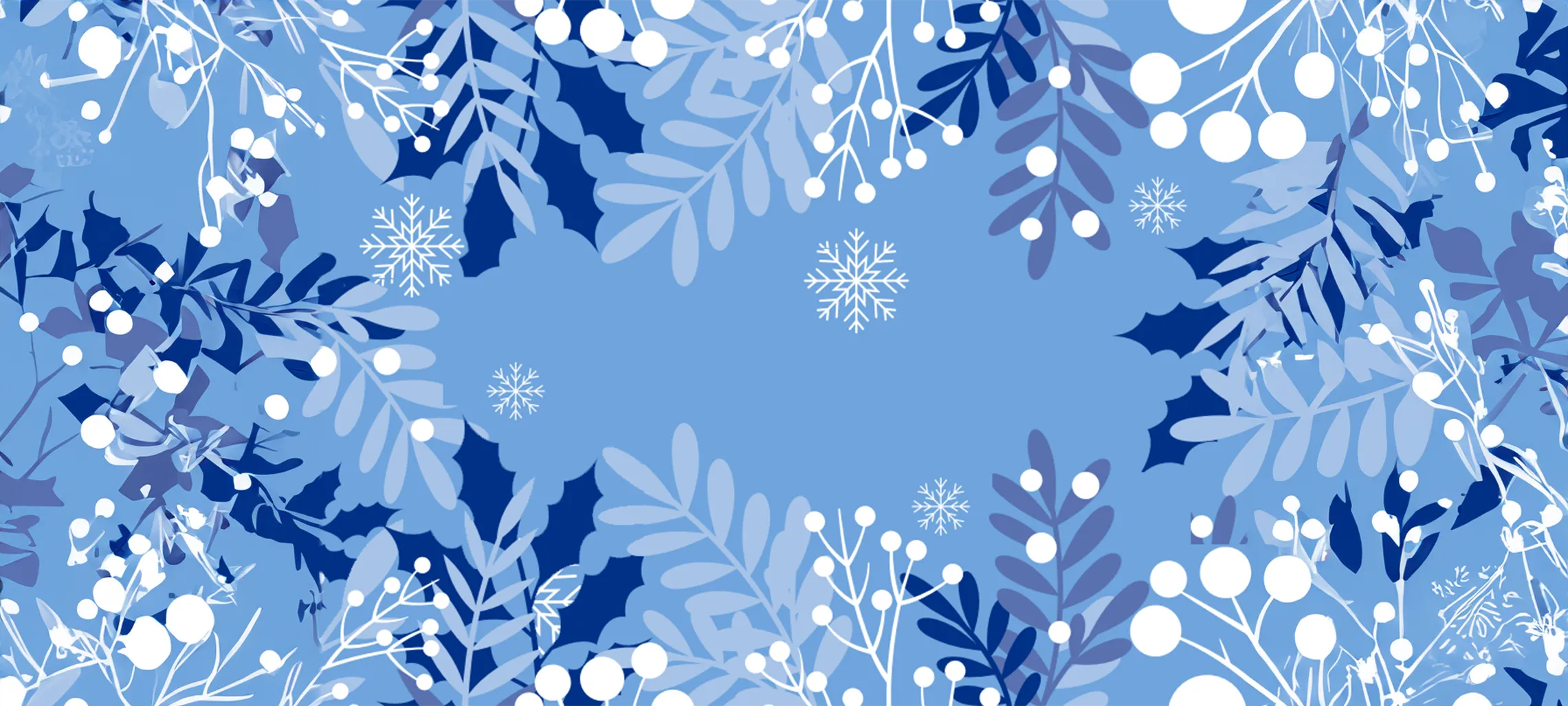 A festive winter holiday background consisting of blues and whites.