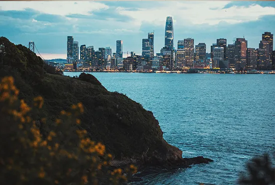 The skyline of San Francisco from across the bay.