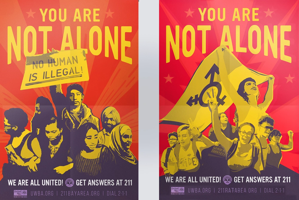 Two posters for a 'You Are Not Alone' Campaign.